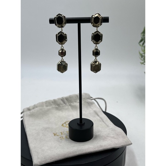 Kendra Scott Ruthie Studs Dangle Drop Gold Plated Pyrite 2 in 1 Earrings - Picture 1 of 15